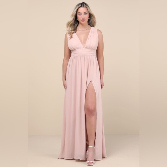 NWT Lulu's Heavenly Blush Maxi Dress Gown - Picture 10 of 11